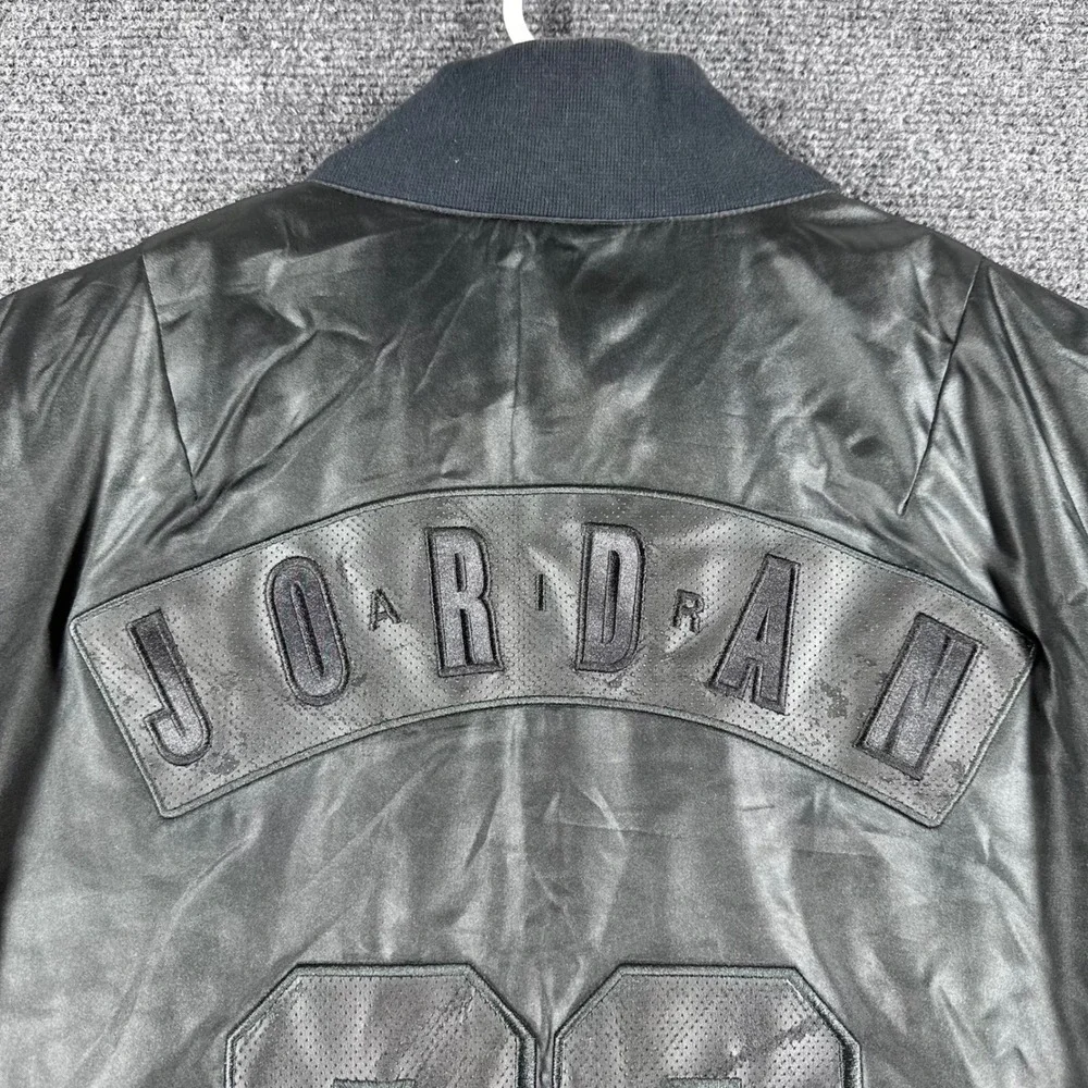 Jordan Bomber Jacket Mens L Large Black‎ Satin Full Zip 23 Flight 833918-010